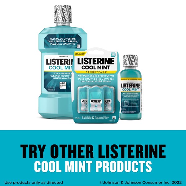 Listerine Pocketpaks Breath Strips, Cool Mint, 24 CT, 3 Pack