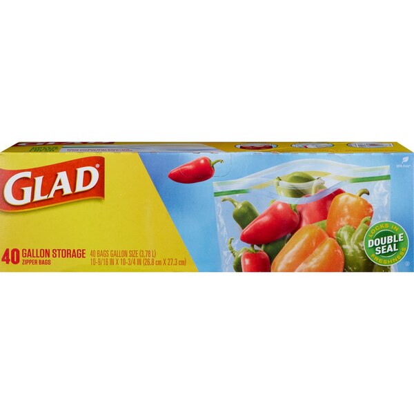 Glad Food Storage Zipper Bags, Gallon, 40 CT