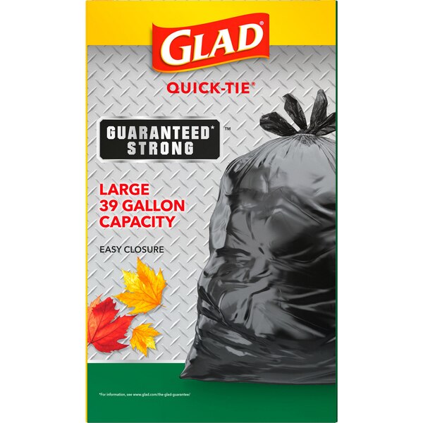 Glad Quick-Tie Lawn and Leaf Bags, 39 Gal, 12 ct