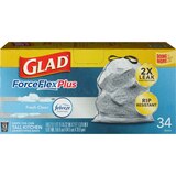 Glad ForceFlex Plus Tall Kitchen Drawstring Trash Bags, Fresh Clean Scent, 13 Gallon, 34 ct, thumbnail image