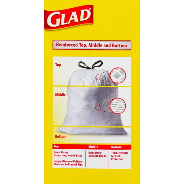 Glad ForceFlex Scented Tall Kitchen Drawstring Trash Bags, Fresh Clean, Gray, 13 Gallon, 80 CT