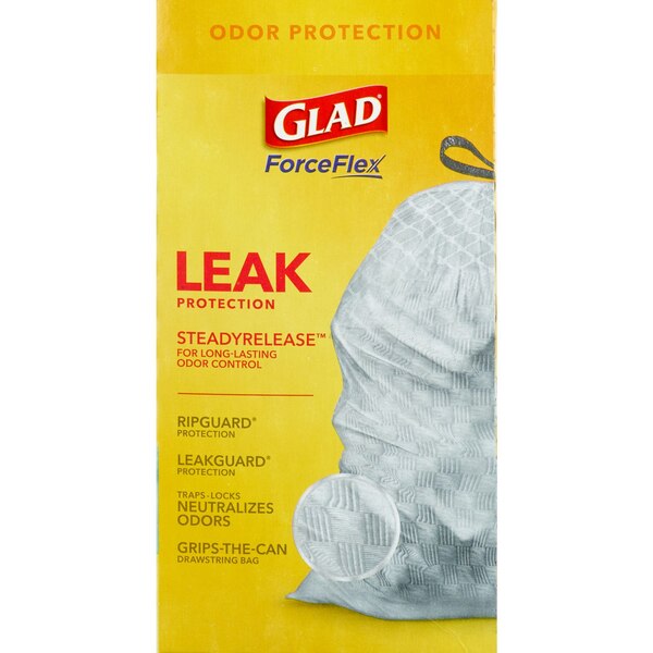 Glad ForceFlex Scented Tall Kitchen Drawstring Trash Bags, Fresh Clean, Gray, 13 Gallon, 80 CT