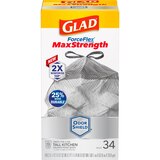 Glad Forceflex Plus Tall Kitchen Drawstring Trash Bags, Unscented, White, 13 Gallon, 34 ct, thumbnail image