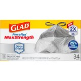 Glad Forceflex Plus Tall Kitchen Drawstring Trash Bags, Unscented, White, 13 Gallon, 34 ct, thumbnail image