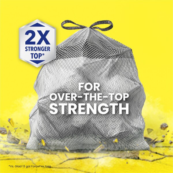 Glad Forceflex Plus Tall Kitchen Drawstring Trash Bags, Unscented, White, 13 Gallon, 34 ct