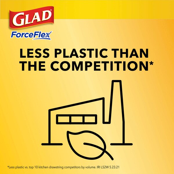 Glad ForceFlex Tall Kitchen Drawstring Trash Bags, 13 Gal, Fragrance Free, 40 ct