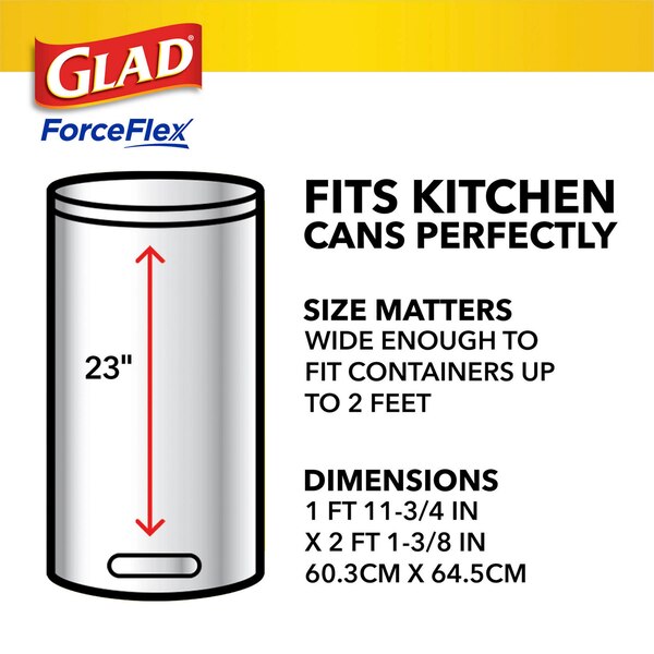Glad ForceFlex Tall Kitchen Drawstring Trash Bags, 13 Gal, Fragrance Free, 40 ct