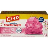 Glad ForceFlex MaxStrength Tall Kitchen Drawstring Trash Bags, Cherry Blossom, Pink, 13 Gallon, 34 CT, thumbnail image