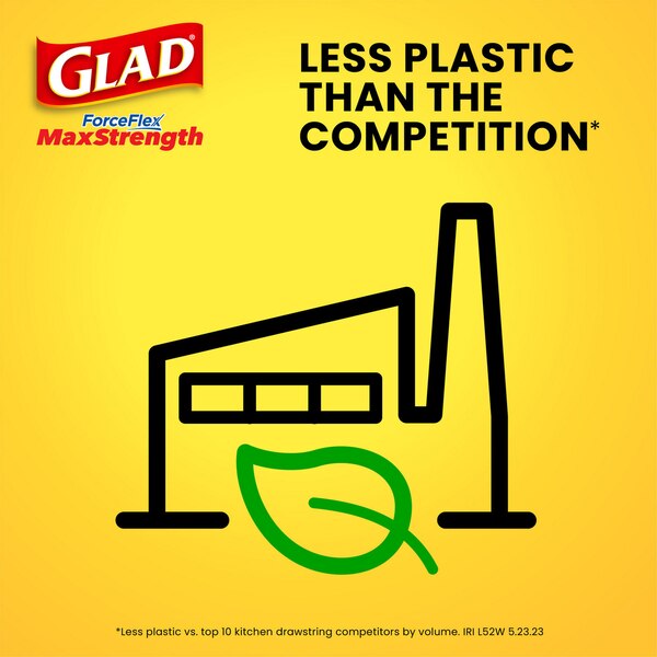 Glad ForceFlex MaxStrength With Clorox Kitchen Trash Bags, 13 Gal, 34 ct