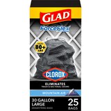 Glad ForceFlex Drawstring Trash Bags with Clorox, 30 Gal, Mountain Air, 25 ct, thumbnail image