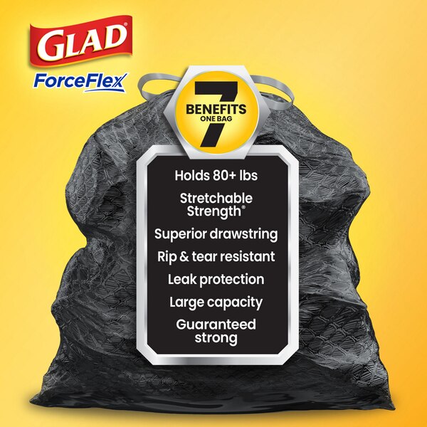Glad ForceFlex Drawstring Trash Bags with Clorox, 30 Gal, Mountain Air, 25 ct
