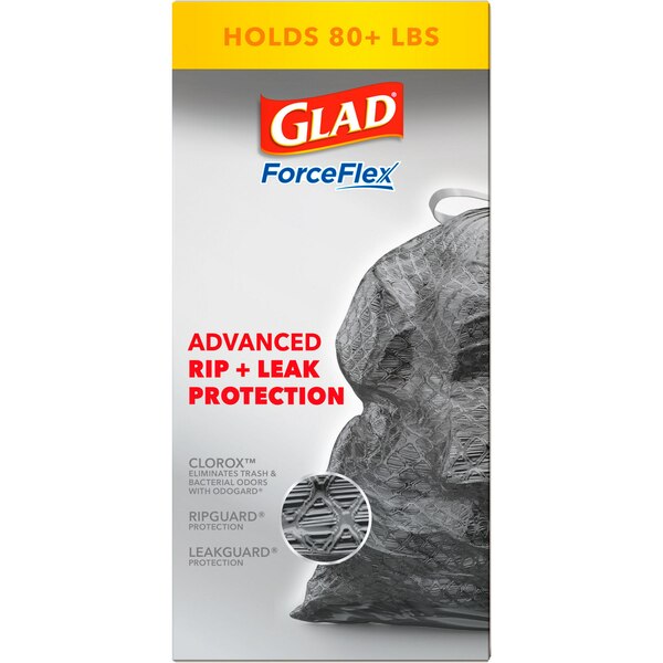 Glad ForceFlex Drawstring Trash Bags with Clorox, 30 Gal, Mountain Air, 25 ct