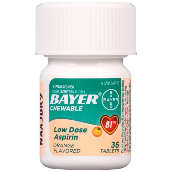 Bayer Low Dose Aspirin 81 MG Chewable Tablets, 36 CT