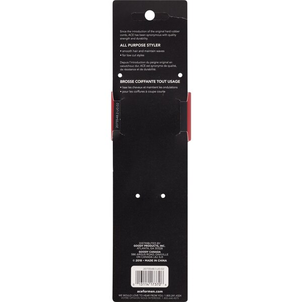 Ace for Men Natural Boar Bristles Brush, Black, 1 CT
