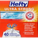 Hefty Ultra Strong 13 Gallon Tall Kitchen Drawstring Bags, 40 Bags, thumbnail image 4 of 8