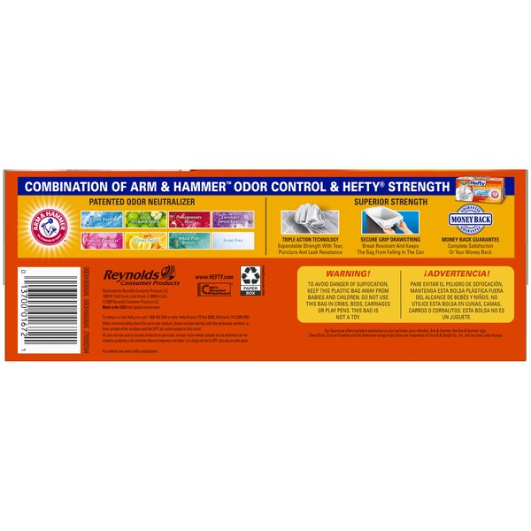 Hefty Ultra Strong 13 Gallon Tall Kitchen Drawstring Trash Bags, Citrus Twist, 20 ct