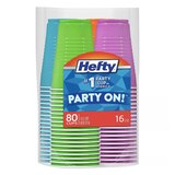 Hefty Party On! Disposable Cups, Assorted Color, 16 OZ, 80 CT, thumbnail image
