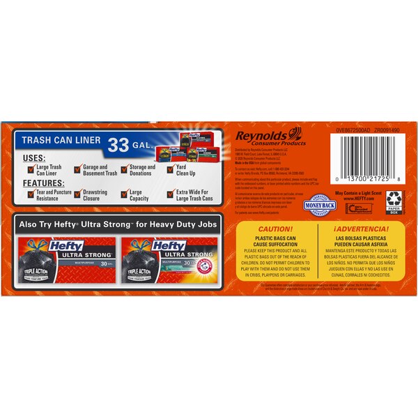 Hefty Extra Strong Extra Large Trash Bags 33 Gallon, 20 ct