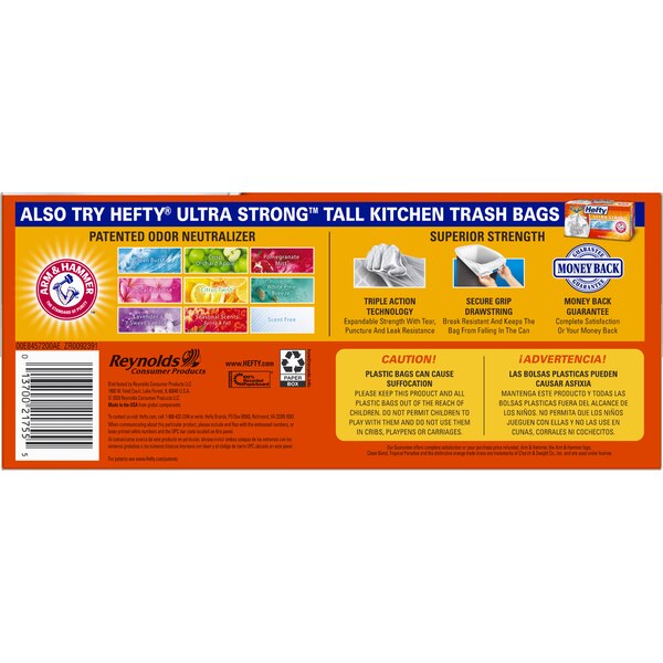 Hefty Strong Drawstring Tall Kitchen Bags 13 Gallon, 45 ct