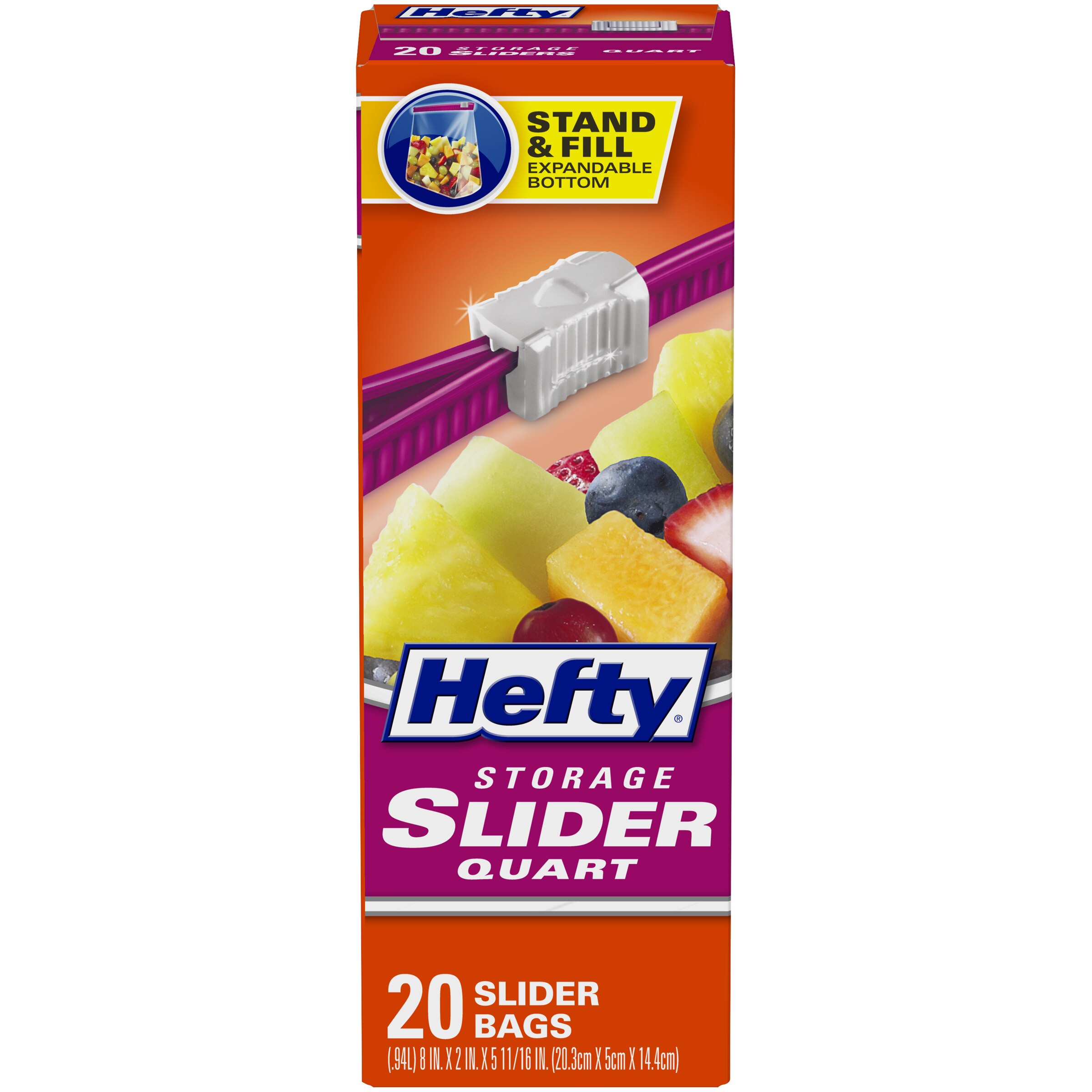 Hefty Slider Storage Bags, Quart Size, 20 CT