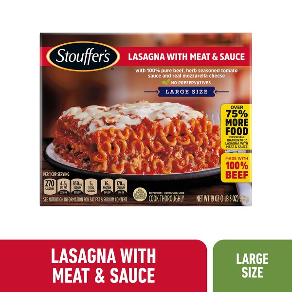 Stouffer's, Large Size Lasagna with Meat and Sauce Frozen Meal, 19 oz
