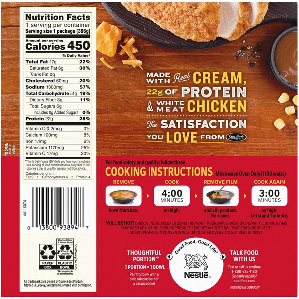 Stouffer's Bowl-Fulls Fried Chicken & Mashed Potatoes Frozen Meal, 14 oz
