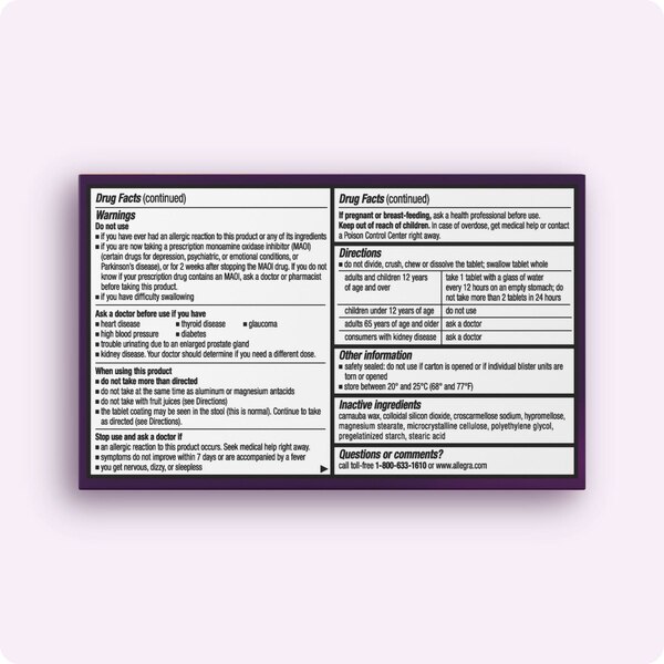 Allegra-D 12HR Allergy Relief & Decongestant Extended Release Tablets, Non-Drowsy