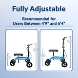 KneeRover Steerable Economy Knee Scooter with Dual Braking System in Metallic Blue, thumbnail image