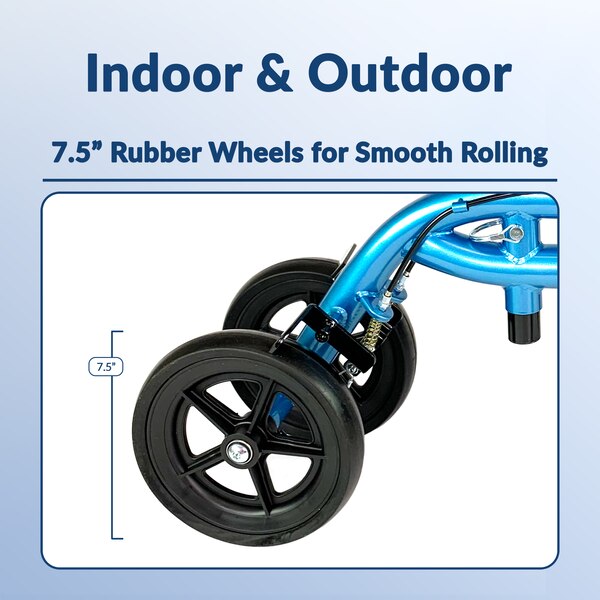 KneeRover - Scooter de rodilla económico con manubrio y sistema de doble freno en azul metálico