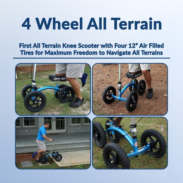 KneeRover QUAD All Terrain Knee Walker in Metallic Blue