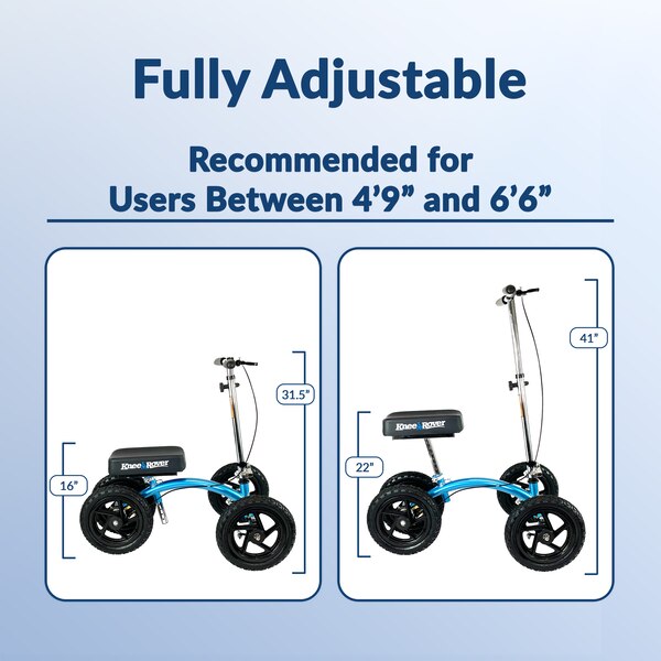 KneeRover QUAD All Terrain Knee Walker in Metallic Blue