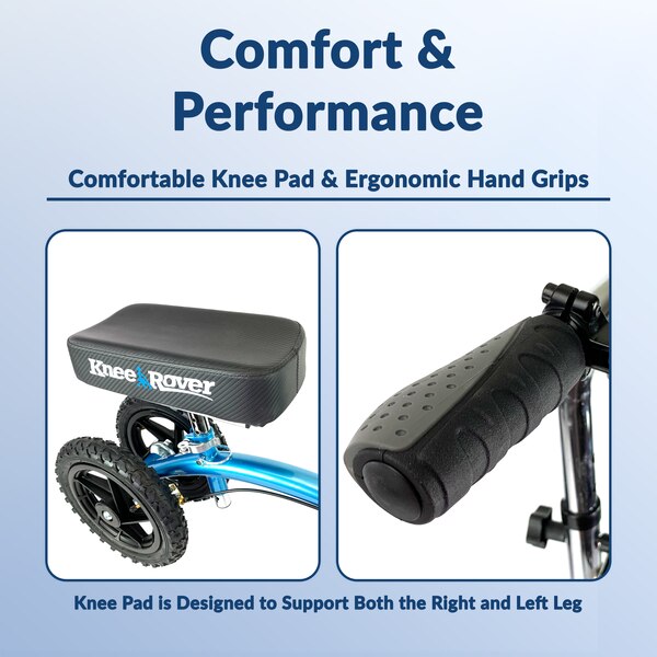 KneeRover QUAD All Terrain Knee Walker in Metallic Blue