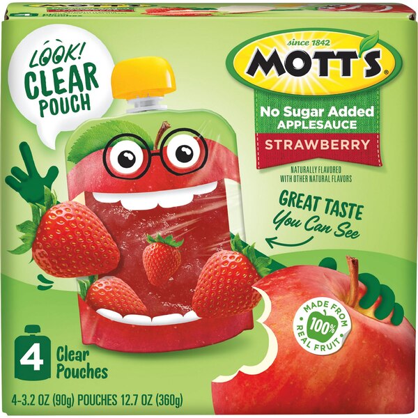Mott's, No Sugar Added Strawberry Applesauce 4ct, 3.2 oz