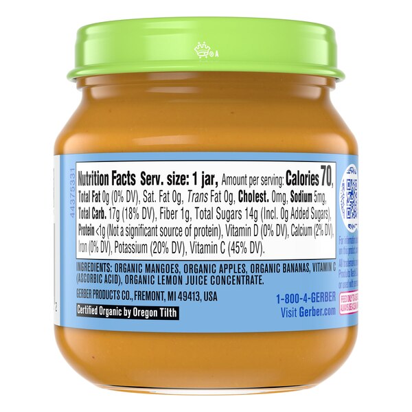 Gerber Organic 2nd Mango Apple Banana (Jar), 4 OZ
