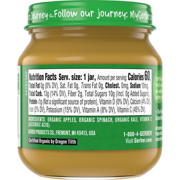 Gerber Organic 2nd Foods Apple/Spinach/Kale (Jar), 4 OZ