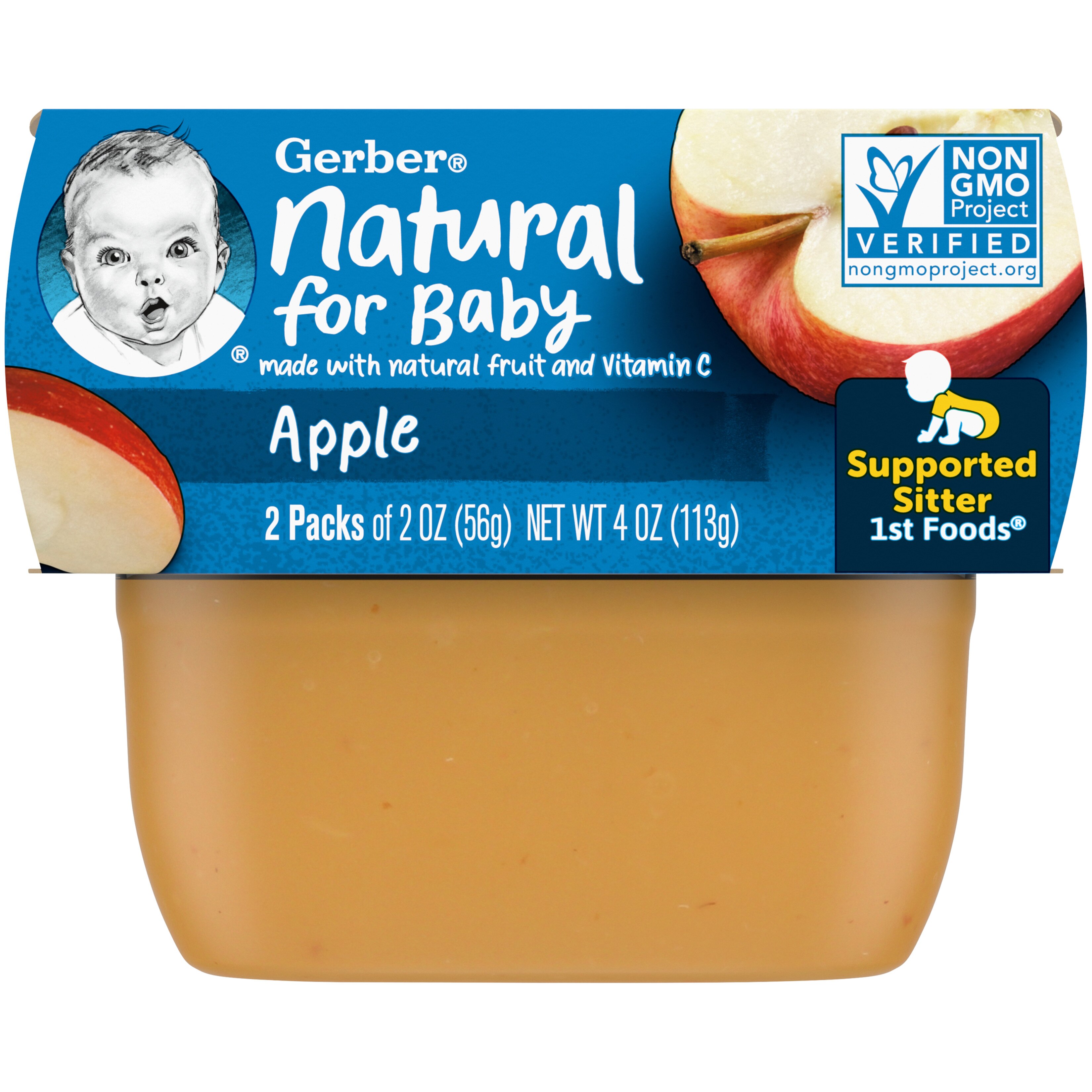 (Pack of 2) Gerber 1st Foods Apple Baby Food, 2 oz Tubs