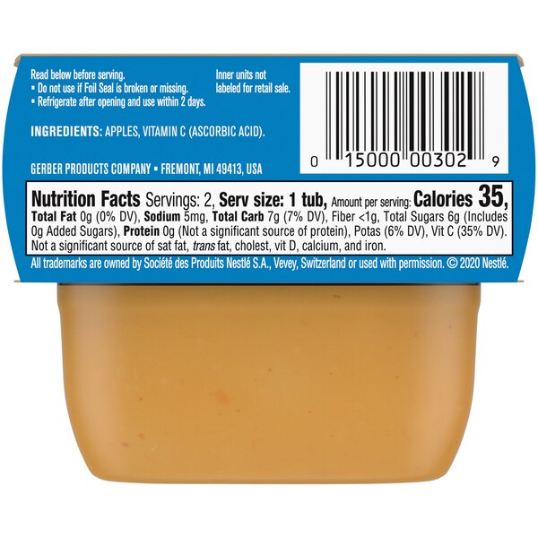 (Pack of 2) Gerber 1st Foods Apple Baby Food, 2 oz Tubs