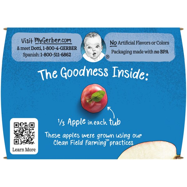 (Pack of 2) Gerber 1st Foods Apple Baby Food, 2 oz Tubs