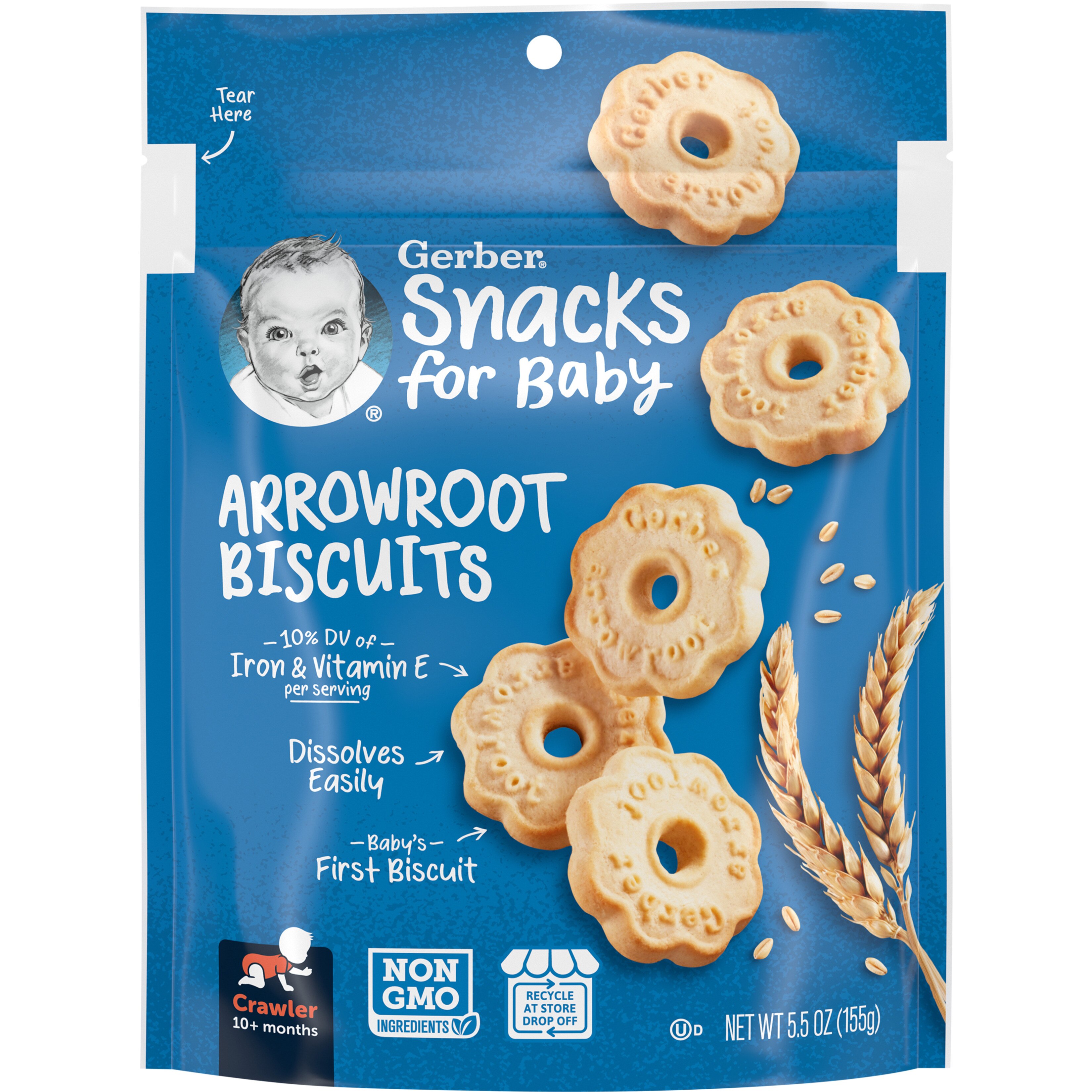 Gerber Snacks for Baby Arrowroot Biscuits, 5.5 OZ