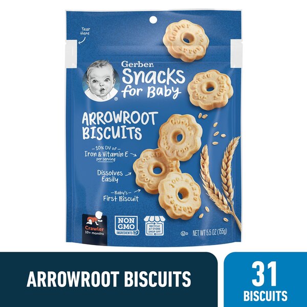Gerber Snacks for Baby Biscuits, Arrowroot, 5.5 OZ