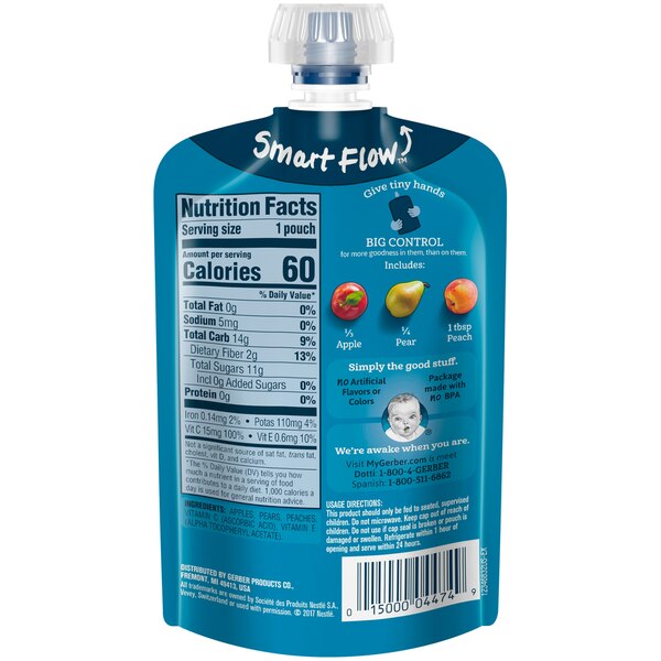 Gerber Apple, Pear and Peach Food Pouch, 3.5 OZ