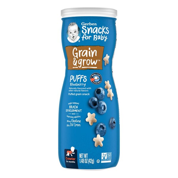 Gerber, Stage 3 Baby Food, Blueberry Puffs, 1.48 OZ