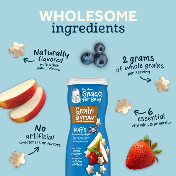 Gerber, Stage 3 Baby Food, Blueberry Puffs, 1.48 OZ