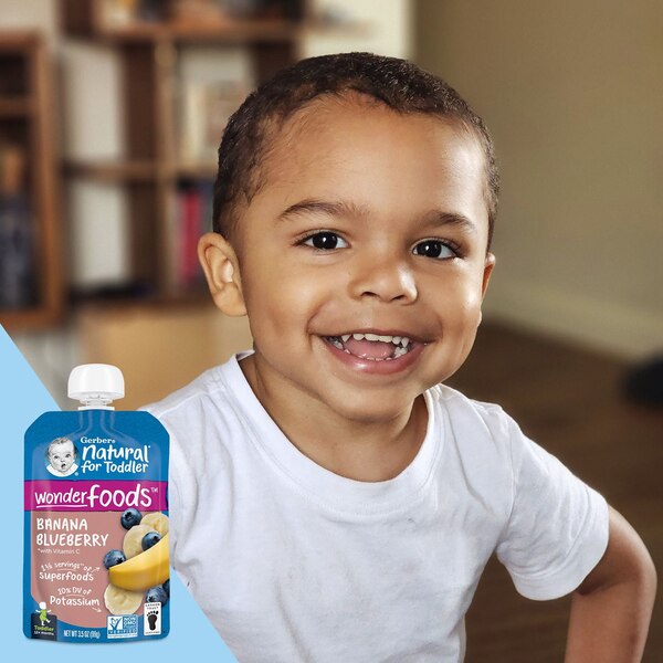 Gerber Natural for Toddler, WonderFoods Banana Blueberry Toddler Food, 3.5 OZ