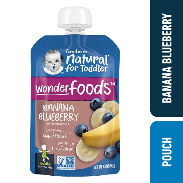 Gerber Natural for Toddler, WonderFoods Banana Blueberry Toddler Food, 3.5 OZ