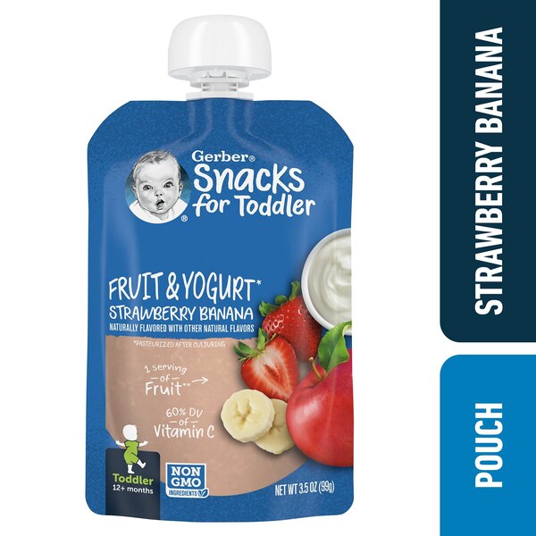 Gerber Snacks for Toddler, Fruit and Yogurt Strawberry Banana, 3.5 OZ