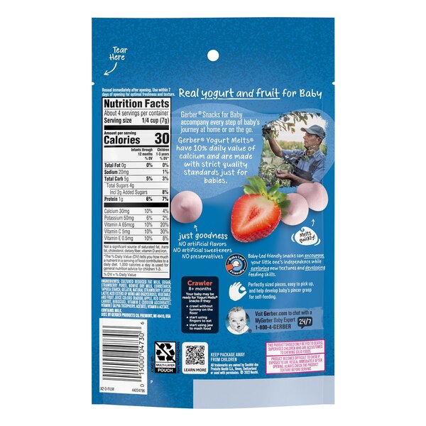 Gerber, Snacks for Baby Yogurt Melts, Strawberry, 1 OZ