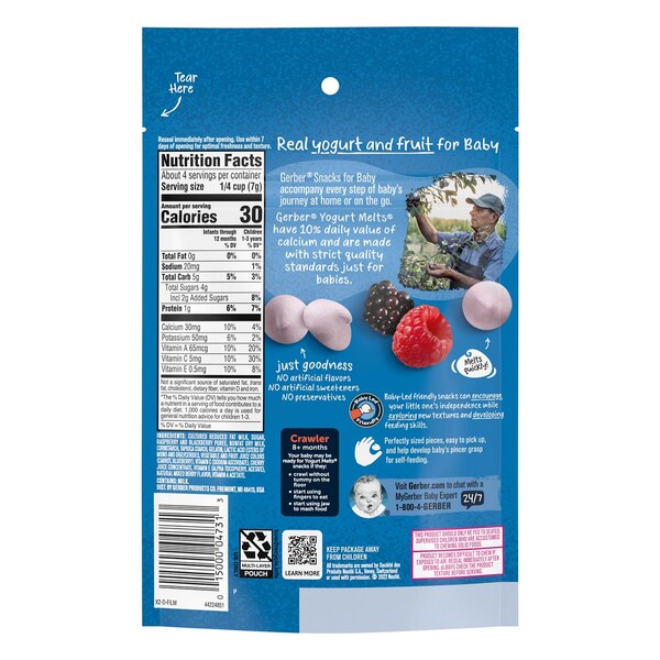 Gerber, Snacks for Baby Yogurt Melts, Mixed Berries, 1 OZ