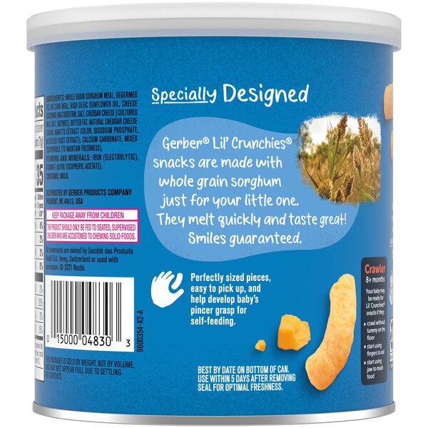 Gerber Lil Crunchies Mild Cheddar Baked Corn Snacks, 1.48 Oz
