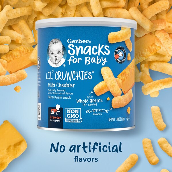 Gerber Lil Crunchies Mild Cheddar Baked Corn Snacks, 1.48 Oz